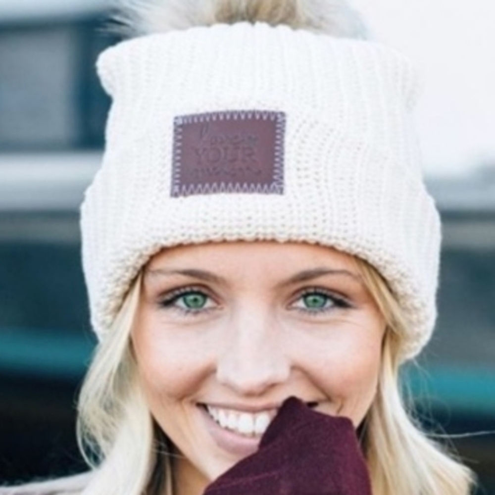 Love Your Melon Cream Knit Beanie